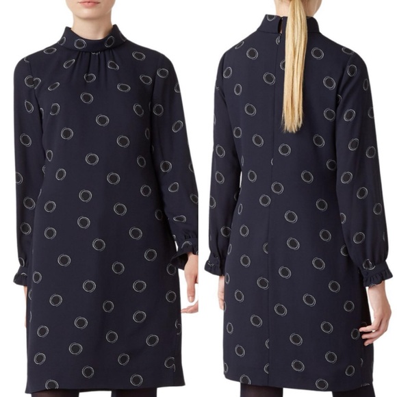Hobbs London Clarice Dot Print Shift Mini Dress Polka Dots Relaxed Silhouette 10 - Picture 2 of 11